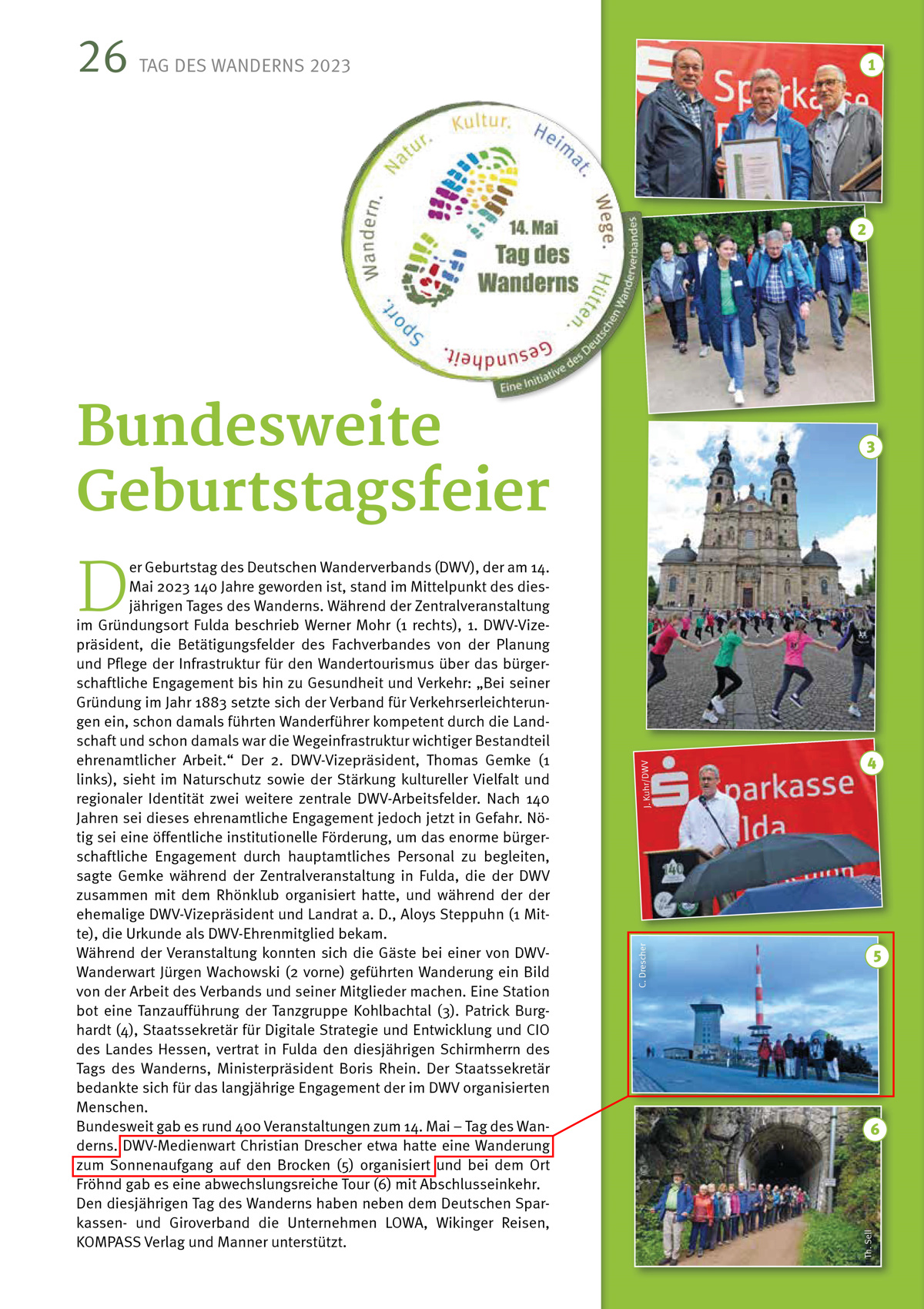 GGV-Brockenwanderung zum Sonnenaufgang im DWV-Jahresbericht 2022/2023, S. 26